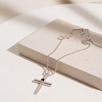 Korshalsband med sten silver