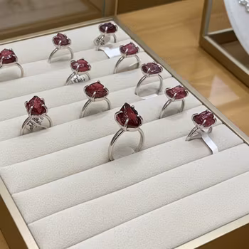 Ring med rå Granat sten silver