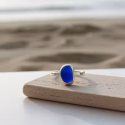 Ring med blå Sjöglas silver