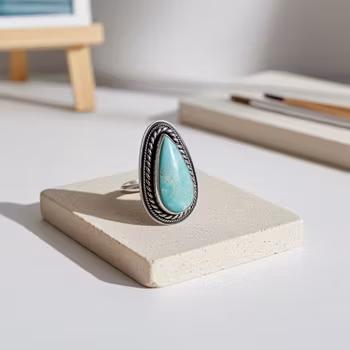 Stor Turkos ring silver