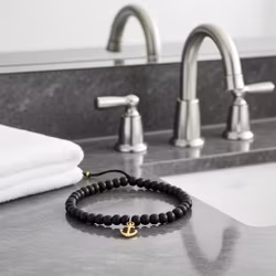 Svart trä armband med ankare herr