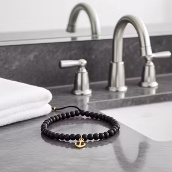 Svart trä armband med ankare herr