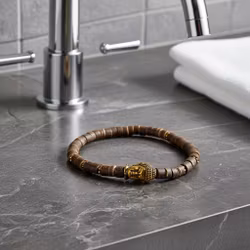 Brunt Buddha armband herr