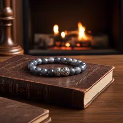 Grått facettslipat pärlarmband herr