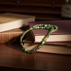Grönt facettslipat pärlarmband herr
