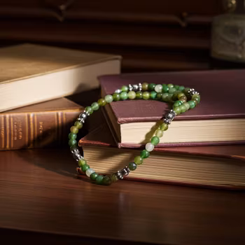 Grönt facettslipat pärlarmband herr