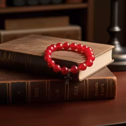Rött Jade armband med kors herr