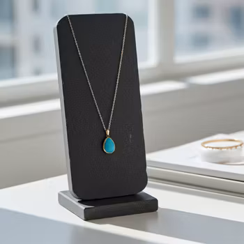 Guldpläterat halsband med turkos droppe