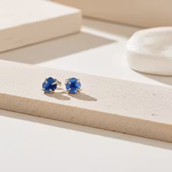 Blå Sjöglas örhängen silver