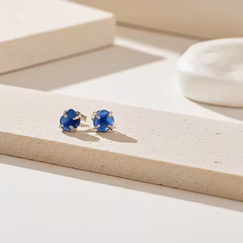 Blå Sjöglas örhängen silver