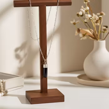 Figaro halsband med svart obsidian