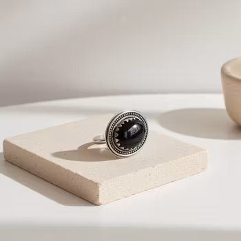 Silverring stor svart Onyx