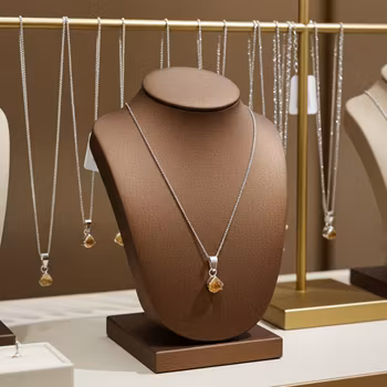 Rå Citrin halsband silver