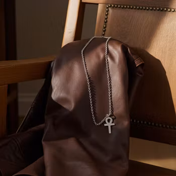 Herrhalsband Ankh kors silver