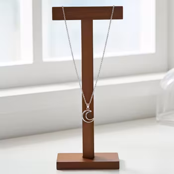 Silverhalsband med halvmåne