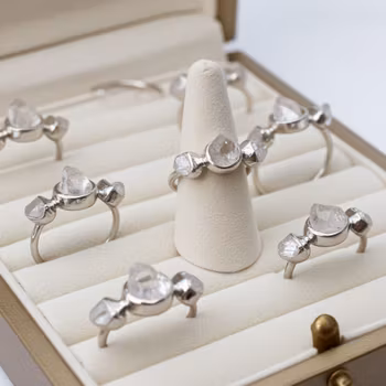 Rå klar kristallring silver