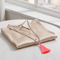 Silverfärgat pärlhalsband med tofs