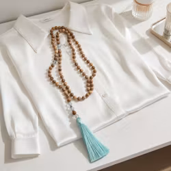 Långt Jaspis halsband med pärlor