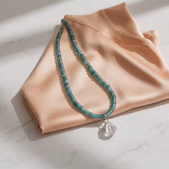 Blå apatit halsband silver