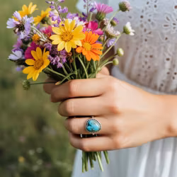 Silverring med hjärta Turkos
