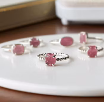 Rosa rå Turmalin ring silver