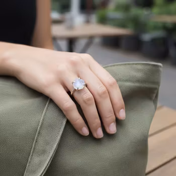 Rå Månsten ring silver