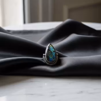 Stor Labradorit ring silver