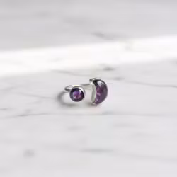 Silverring med Ametist halvmåne