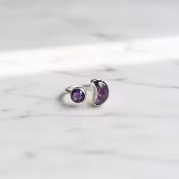 Silverring med Ametist halvmåne