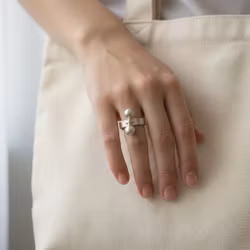 Silverring med kulor