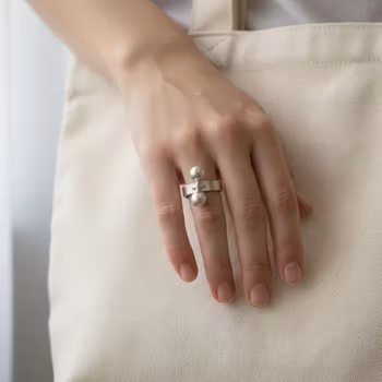 Silverring med kulor