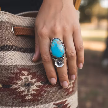 925 silverring med Turkos sten