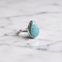 Ring med turkos droppe silver