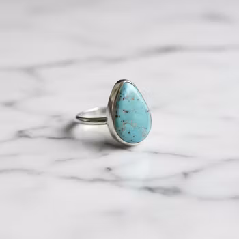 Ring med turkos droppe silver