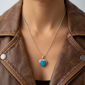 Silverhalsband med Turkos hjärta