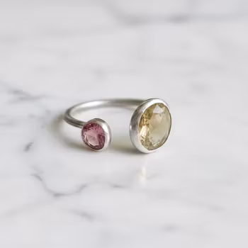 Öppen Turmalin ring silver