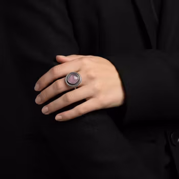 Rosa Safirring silver