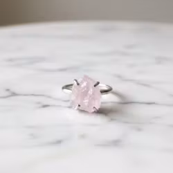 Rå Rosenkvarts ring silver
