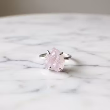 Rå Rosenkvarts ring silver