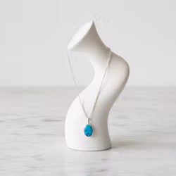 Halsband med oval Turkos sten silver