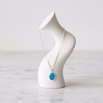 Halsband med oval Turkos sten silver