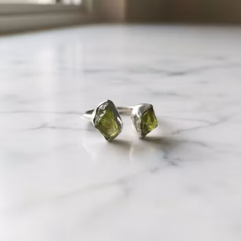 Rå Peridot ring silver