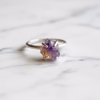 Silverring rå Ametrin sten