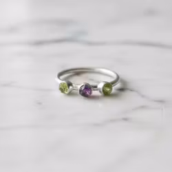 Peridot och Ametist ring silver