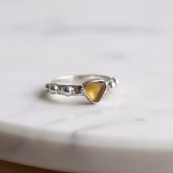 Orange Sjöglas ring silver