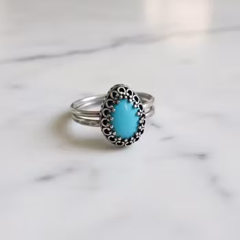 Svarta ringar med Turkos silver