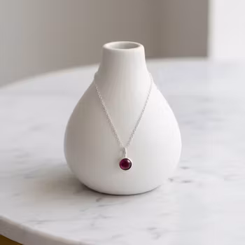 Silverhalsband röd Granat sten