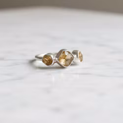 Kristallring rå gul Citrin silver