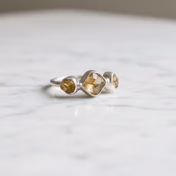 Kristallring rå gul Citrin silver