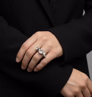 Rå klar kristallring silver